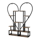 Darrahopens Home & Garden > Garden Tools > Gardening Accessories P&P Black & Brown Heart-Shaped Plant Stand with USB Grow Lights for Indoor Plant Display