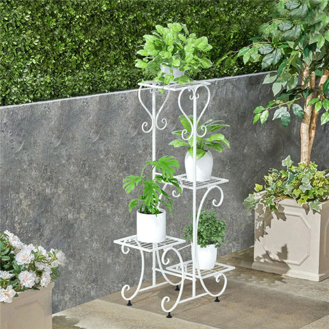 Darrahopens Home & Garden > Garden Tools > Gardening Accessories Practical Plant Stand Wrought Iron Flower Pot Holder Corner Plant Shelf Organize
