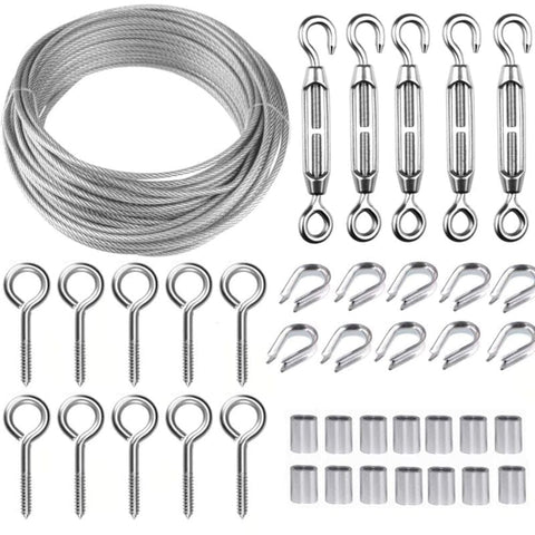 Darrahopens Home & Garden > Garden Tools > Gardening Accessories Stainless Steel Wire Kit 30M 2mm with M5 Tensioner for Clothesline Plant Support Railing