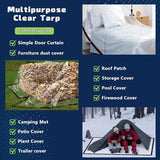 Darrahopens Home & Garden > Garden Tools > Gardening Accessories Waterproof Tarpaulin - Transparent - Durable tarpaulin with 10x10 eyelets, Large (Small) transparent tarpaulin for outdoor use - Suitable for camping/patio/fencing, chicken coop, garden plants, tear-resistant tarpaulin