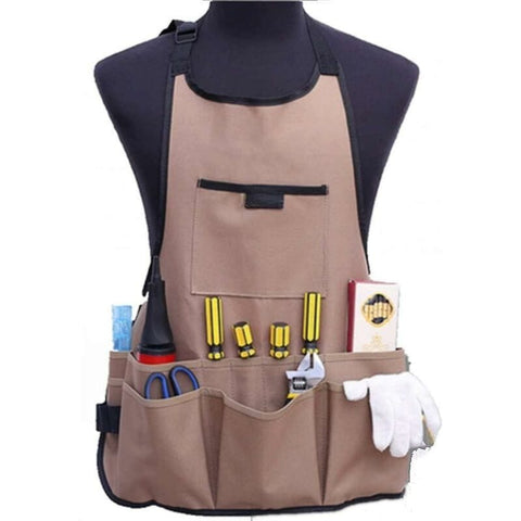 Darrahopens Home & Garden > Garden Tools > Gardening Accessories Women'S Gardening Apron With 14 Pockets 600D Oxford Work Apron Adjustable Protective Apron For Gardening Tools (Brown)