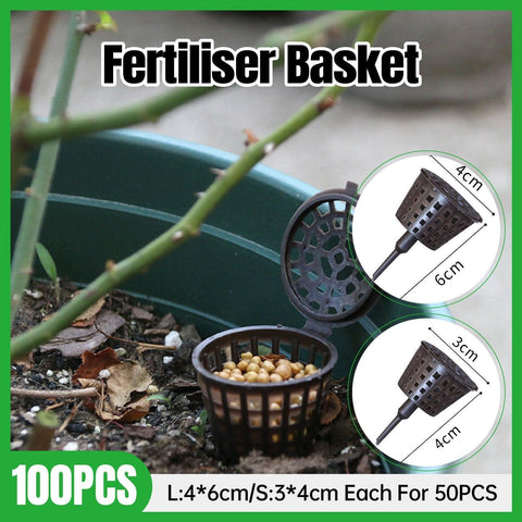 Darrahopens Home & Garden > Garden Tools > Gardening Tools 100x Plastic Fertilizer Baskets with Lid Balcony Gardening Tools Bonsai Supplies