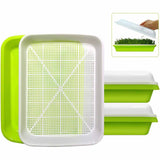 Darrahopens Home & Garden > Garden Tools > Gardening Tools 2-Pack Seed Sprouter Trays with Lids BPA-Free, Soil-Free Wheatgrass Growing Kit for Beans, Sprouts, Microgreens