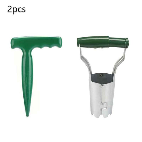 Darrahopens Home & Garden > Garden Tools > Gardening Tools 2-Piece Garden Plant Transplanter and Dibber Set for Australian Gardens-Green