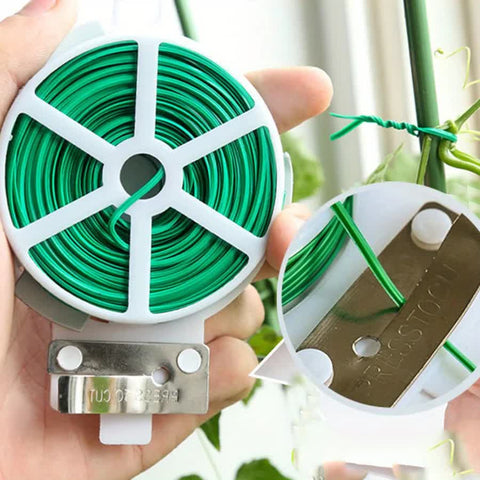 Darrahopens Home & Garden > Garden Tools > Gardening Tools 4-Rolls 100M Multifunctional Plastic Steel Twist Tie with Cutter - Sturdy Reusable Plant Support & Climbing Vine Tie