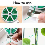 Darrahopens Home & Garden > Garden Tools > Gardening Tools 4-Rolls 100M Multifunctional Plastic Steel Twist Tie with Cutter - Sturdy Reusable Plant Support & Climbing Vine Tie