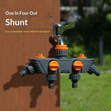 Darrahopens Home & Garden > Garden Tools > Gardening Tools 4-Way Distributor, 4 Ports, Orange, Metal/Plastic, Ball Valve, Garden Valve, Connector, Distributor