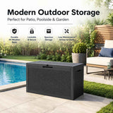 Darrahopens Home & Garden > Garden Tools > Gardening Tools 60 Gallon Outdoor Storage Deck Box, 227L Resin Patio Storage Box with Lockable Lid, Waterproof-Look Rattan Deck Box for Cushions, Garden Tools, Pool Accessories, Toys, Patio, Garden and Porch