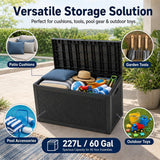 Darrahopens Home & Garden > Garden Tools > Gardening Tools 60 Gallon Outdoor Storage Deck Box, 227L Resin Patio Storage Box with Lockable Lid, Waterproof-Look Rattan Deck Box for Cushions, Garden Tools, Pool Accessories, Toys, Patio, Garden and Porch