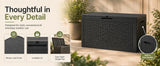 Darrahopens Home & Garden > Garden Tools > Gardening Tools 60 Gallon Outdoor Storage Deck Box, 227L Resin Patio Storage Box with Lockable Lid, Waterproof-Look Rattan Deck Box for Cushions, Garden Tools, Pool Accessories, Toys, Patio, Garden and Porch
