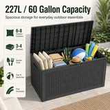 Darrahopens Home & Garden > Garden Tools > Gardening Tools 60 Gallon Outdoor Storage Deck Box, 227L Resin Patio Storage Box with Lockable Lid, Waterproof-Look Rattan Deck Box for Cushions, Garden Tools, Pool Accessories, Toys, Patio, Garden and Porch