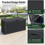 Darrahopens Home & Garden > Garden Tools > Gardening Tools 60 Gallon Outdoor Storage Deck Box, 227L Resin Patio Storage Box with Lockable Lid, Waterproof-Look Rattan Deck Box for Cushions, Garden Tools, Pool Accessories, Toys, Patio, Garden and Porch