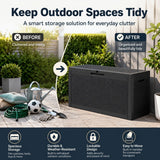 Darrahopens Home & Garden > Garden Tools > Gardening Tools 60 Gallon Outdoor Storage Deck Box, 227L Resin Patio Storage Box with Lockable Lid, Waterproof-Look Rattan Deck Box for Cushions, Garden Tools, Pool Accessories, Toys, Patio, Garden and Porch