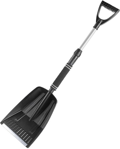 Darrahopens Home & Garden > Garden Tools > Gardening Tools Folding Snow Shovel - Large Capacity | Lightweight & Portable - Wide Snow Clearing Range with Ergonomic D-Shaped Handle and Aluminum Blade - Snow Shovel for Outdoors, Cars, Gardens, Camping, Driveways（Black）