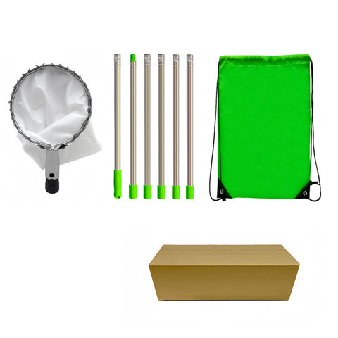 Darrahopens Home & Garden > Garden Tools > Gardening Tools Green Telescopic Fruit Picker Tool with Stainless Steel Extension Pole Carbon Steel Head and Large Bag for Apples Peaches Oranges Australian Home Orchards(2.4m)