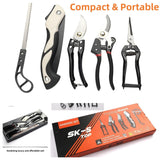Darrahopens Home & Garden > Garden Tools > Gardening Tools Heavy-Duty 5-Piece Gardening Tool Set – 3 Pruning Shears & 2 Folding Saws, Stainless Steel Blades, Ergonomic Handles, Compact Storage – Ideal for Trees, Shrubs, Camping, and Gift-Giving