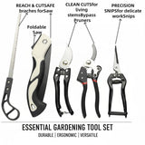 Darrahopens Home & Garden > Garden Tools > Gardening Tools Heavy-Duty 5-Piece Gardening Tool Set – 3 Pruning Shears & 2 Folding Saws, Stainless Steel Blades, Ergonomic Handles, Compact Storage – Ideal for Trees, Shrubs, Camping, and Gift-Giving