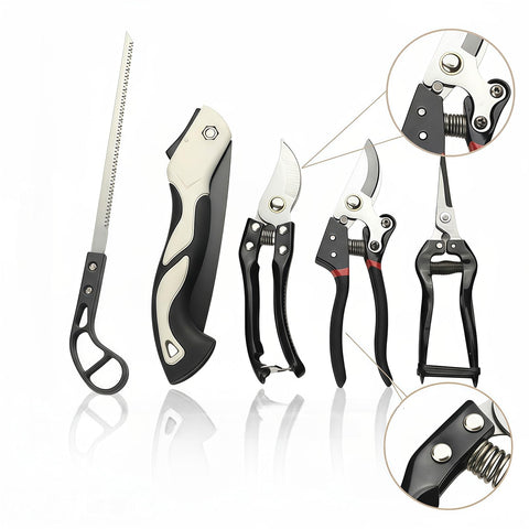 Darrahopens Home & Garden > Garden Tools > Gardening Tools Heavy-Duty 5-Piece Gardening Tool Set – 3 Pruning Shears & 2 Folding Saws, Stainless Steel Blades, Ergonomic Handles, Compact Storage – Ideal for Trees, Shrubs, Camping, and Gift-Giving