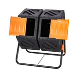 Darrahopens Home & Garden > Garden Tools > Gardening Tools VEVOR Compost Bin 37 Gal Dual-Chamber Composter Tumbler Rotating Sliding Doors