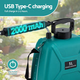 Darrahopens Home & Garden > Garden Tools > Herbicides Giantz Weed Sprayer Garden Sprayer USB Charging Electric Shoulder Sprayer 5L