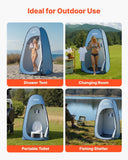 Darrahopens Home & Garden > Garden Tools > Herbicides VEVOR Pop up Shower Tent, Instant Portable Privacy Tent Changing Room with Hanging Bag, Ground Stakes, Ropes, Carry Bag, 190T Polyester with Silver Coating, Quick Setup, for Camping, Beach, Fishing