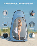 Darrahopens Home & Garden > Garden Tools > Herbicides VEVOR Pop up Shower Tent, Instant Portable Privacy Tent Changing Room with Hanging Bag, Ground Stakes, Ropes, Carry Bag, 190T Polyester with Silver Coating, Quick Setup, for Camping, Beach, Fishing