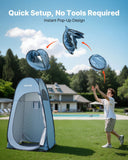 Darrahopens Home & Garden > Garden Tools > Herbicides VEVOR Pop up Shower Tent, Instant Portable Privacy Tent Changing Room with Hanging Bag, Ground Stakes, Ropes, Carry Bag, 190T Polyester with Silver Coating, Quick Setup, for Camping, Beach, Fishing