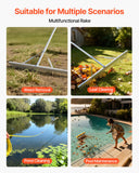 Darrahopens Home & Garden > Garden Tools > Lawn Rollers VEVOR Landscape Rake, 914 mm Wide Head 2590 mm Handle, Large Heavy Duty Aluminum Landscaping Leaf Rake Tool, Asphalt Level for Loosening Soil, Garden & Yard, Pond Gravel & Beach Lawn Care, 15.8m Rope