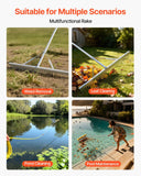 Darrahopens Home & Garden > Garden Tools > Lawn Rollers VEVOR Landscape Rake, 914 mm Wide Head 3380 mm Handle, Large Heavy Duty Aluminum Landscaping Leaf Rake Tool, Asphalt Level for Loosening Soil, Garden & Yard, Pond Gravel & Beach Lawn Care, 15.8m Rope