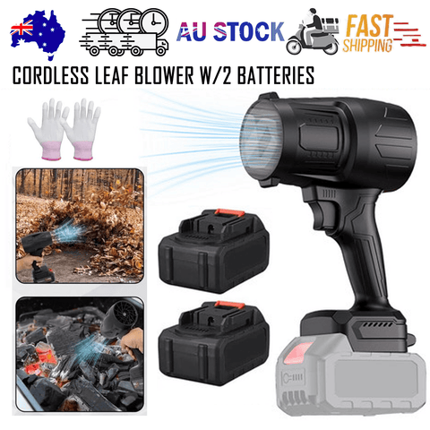 Darrahopens Home & Garden > Garden Tools > Leaf Blowers Stepless Cordless Leaf Blower w/2 Batteries Portable Handheld Turbo Jet Fan AU