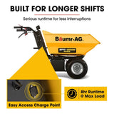 Darrahopens Home & Garden > Garden Tools > Spreaders & Wheelbarrows BAUMR-AG 48V Battery Powered Wheelbarrow, 200L Bucket, 1000W Brushless Electric Motor, 280kg Capacity, 8hr Max Runtime In Australia - Darrahopens