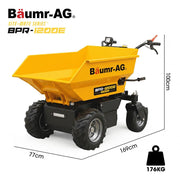 Darrahopens Home & Garden > Garden Tools > Spreaders & Wheelbarrows BAUMR-AG 48V Battery Powered Wheelbarrow, 200L Bucket, 1000W Brushless Electric Motor, 280kg Capacity, 8hr Max Runtime In Australia - Darrahopens