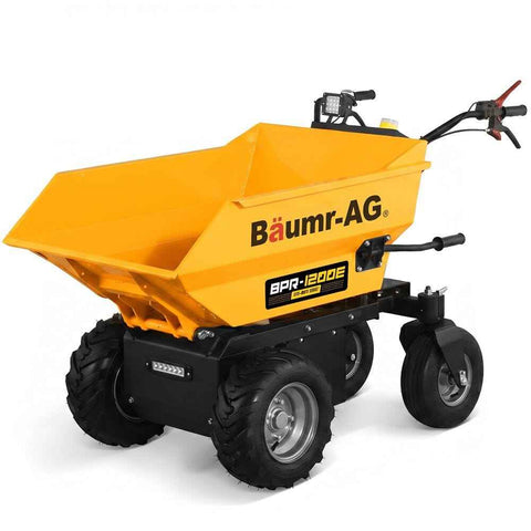 BAUMR-AG 48V Battery Powered Wheelbarrow, 200L Bucket, 1000W Brushless Electric Motor, 280kg Capacity, 8hr Max Runtime In Australia - Darrahopens