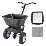 Darrahopens Home & Garden > Garden Tools > Spreaders & Wheelbarrows VEVOR Lawn Spreader, 100LBS Capacity, Walk-Behind Push Spreader, 0-9.8ft Spreading Width, 13 in All Terrain Pneumatic Tires, Fertilizer Spreaders with Hopper Grate, for Seed Salt Ice Melt