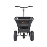 Darrahopens Home & Garden > Garden Tools > Spreaders & Wheelbarrows VEVOR Lawn Spreader, 100LBS Capacity, Walk-Behind Push Spreader, 0-9.8ft Spreading Width, 13 in All Terrain Pneumatic Tires, Fertilizer Spreaders with Hopper Grate, for Seed Salt Ice Melt