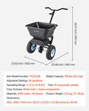 Darrahopens Home & Garden > Garden Tools > Spreaders & Wheelbarrows VEVOR Lawn Spreader, 100LBS Capacity, Walk-Behind Push Spreader, 0-9.8ft Spreading Width, 13 in All Terrain Pneumatic Tires, Fertilizer Spreaders with Hopper Grate, for Seed Salt Ice Melt