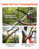 Darrahopens Home & Garden > Garden Tools > Spreaders & Wheelbarrows VEVOR Manual Pole Saw, 118-809.3 cm Extendable Pole Tree Pruner with Scissors, Sharp 65Mn Steel Blade, Lightweight Fiberglass Handle Pole, for High Branch Trimming, Pruning Tool for Palms and Shrubs