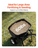 Darrahopens Home & Garden > Garden Tools > Spreaders & Wheelbarrows VEVOR Walk Behind Spreader, 60LBS Capacity, Push Spreader with Hopper Grate, 0-9.8 ft Spreading Width, 8 in All Terrain Pneumatic Tires, Garden & Lawn Broadcast Spreaders, for Seed, Fertilizer