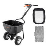Darrahopens Home & Garden > Garden Tools > Spreaders & Wheelbarrows VEVOR Walk Behind Spreader, 60LBS Capacity, Push Spreader with Hopper Grate, 0-9.8 ft Spreading Width, 8 in All Terrain Pneumatic Tires, Garden & Lawn Broadcast Spreaders, for Seed, Fertilizer