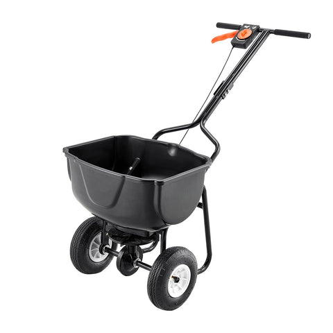 Darrahopens Home & Garden > Garden Tools > Spreaders & Wheelbarrows VEVOR Walk Behind Spreader, 60LBS Capacity, Push Spreader with Hopper Grate, 0-9.8 ft Spreading Width, 8 in All Terrain Pneumatic Tires, Garden & Lawn Broadcast Spreaders, for Seed, Fertilizer