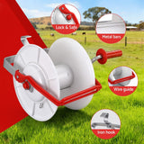 Darrahopens Home & Garden > Gate Openers > Fence & Gate Accessories Giantz Electric Fence Reel Geared Portable Polywire Fencing Farm White