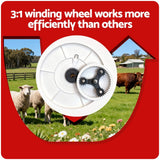 Darrahopens Home & Garden > Gate Openers > Fence & Gate Accessories Giantz Electric Fence Reel Geared Portable Polywire Fencing Farm White