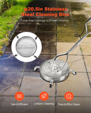 Darrahopens Home & Garden > Gate Openers > Fence & Gate Accessories VEVOR 20" Pressure Washer Surface Cleaner, Stainless Steel Pressure Washer Attachments with 4 Wheels, 4500 Max PSI, 3/8 Quick Connector, 2 Spray Nozzles, Dual Handle, for Concrete, Patio, Sidewalk