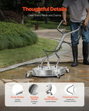 Darrahopens Home & Garden > Gate Openers > Fence & Gate Accessories VEVOR 20" Pressure Washer Surface Cleaner, Stainless Steel Pressure Washer Attachments with 4 Wheels, 4500 Max PSI, 3/8 Quick Connector, 2 Spray Nozzles, Dual Handle, for Concrete, Patio, Sidewalk