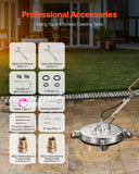 Darrahopens Home & Garden > Gate Openers > Fence & Gate Accessories VEVOR 24" Pressure Washer Surface Cleaner, Stainless Steel Pressure Washer Attachments with 4 Wheels, 4000 Max PSI, 3/8 Quick Connector, 2 Spray Nozzles, Dual Handle, for Concrete, Patio, Sidewalk