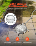 Darrahopens Home & Garden > Gate Openers > Fence & Gate Accessories VEVOR 24" Pressure Washer Surface Cleaner, Stainless Steel Pressure Washer Attachments with 4 Wheels, 4000 Max PSI, 3/8 Quick Connector, 2 Spray Nozzles, Dual Handle, for Concrete, Patio, Sidewalk