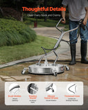 Darrahopens Home & Garden > Gate Openers > Fence & Gate Accessories VEVOR 24" Pressure Washer Surface Cleaner, Stainless Steel Pressure Washer Attachments with 4 Wheels, 4000 Max PSI, 3/8 Quick Connector, 2 Spray Nozzles, Dual Handle, for Concrete, Patio, Sidewalk