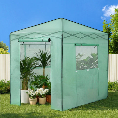 Darrahopens Home & Garden > Greenhouses > Greenhouses & Accessories Green Fingers Greenhouse 180x240x240cm Steel Frame PE Cover Outdoor Shelter
