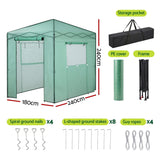 Darrahopens Home & Garden > Greenhouses > Greenhouses & Accessories Green Fingers Greenhouse 180x240x240cm Steel Frame PE Cover Outdoor Shelter