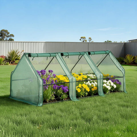 Darrahopens Home & Garden > Greenhouses > Greenhouses & Accessories Green Fingers Mini Greenhouse 240x90x90cm Steel Frame PE Cover Outdoor Shelter